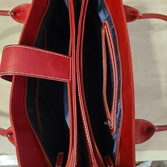 Hype Vintage Red Leather Double Strapped Accordion Style  Hand/Shoulder Bag EUC - Picture 8 of 16